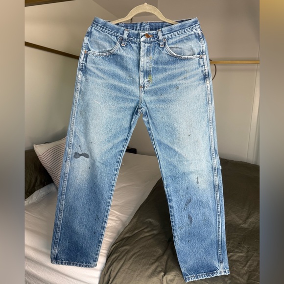 Vtg RUSTLER Thrashed Straight Jeans Mens 33x30 100% Cotton Distressed 90s Denim - Picture 1 of 11